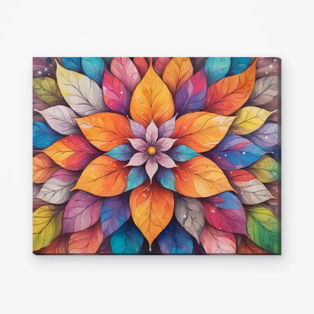 Pintar por Números - Mandala de hoja vibrante