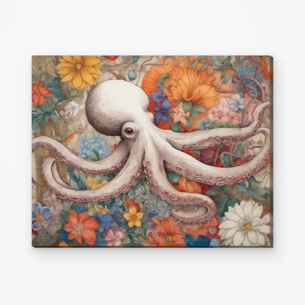 Pintar por Números - Pulpo en un jardín de flores