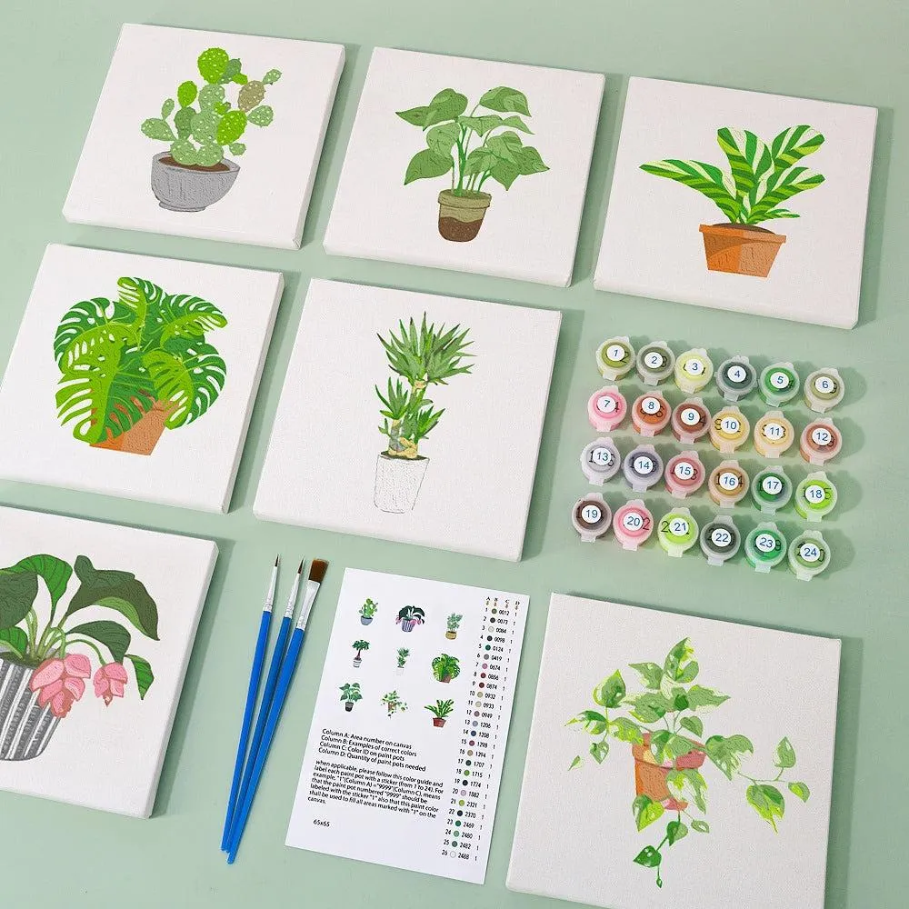 Pintura sobre números - 9 mini pinturas | Conjunto de plantas de interior, foto 3