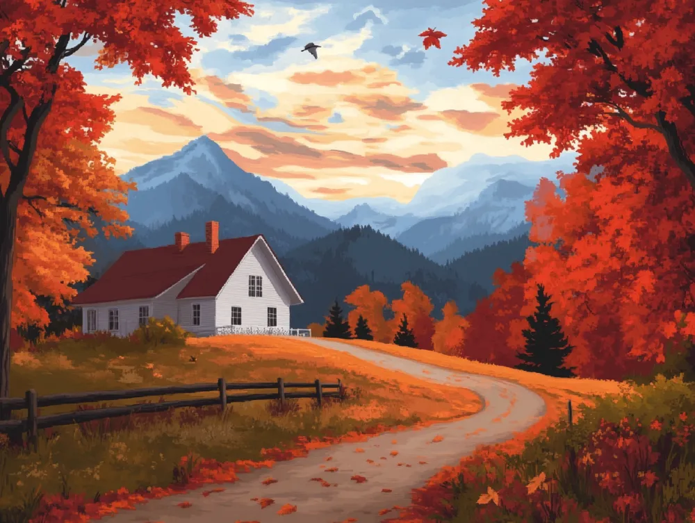 Pintar por Números - Cabaña en otoño, foto 2