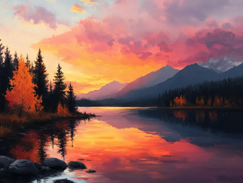 Pintar por Números - Cielos resplandecientes sobre el agua, foto 2