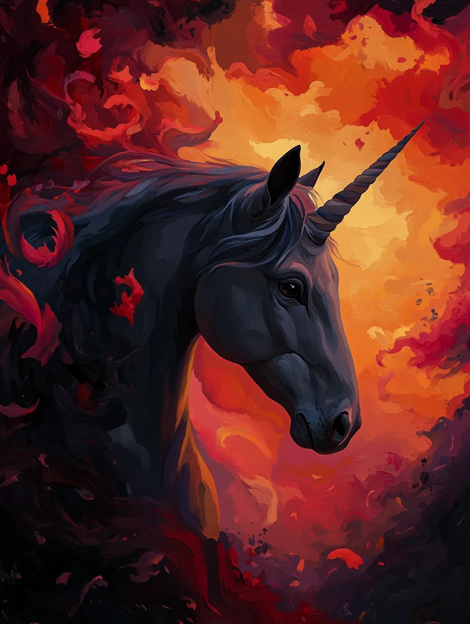 Pintar por Números - Unicornio negro místico, foto 2