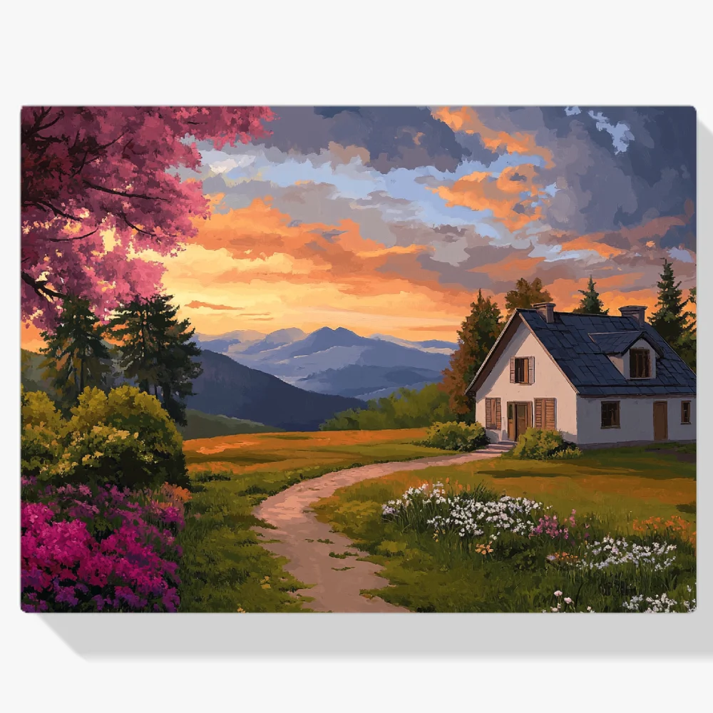 Pintar por Números - Acogedor paisaje de cabaña V2