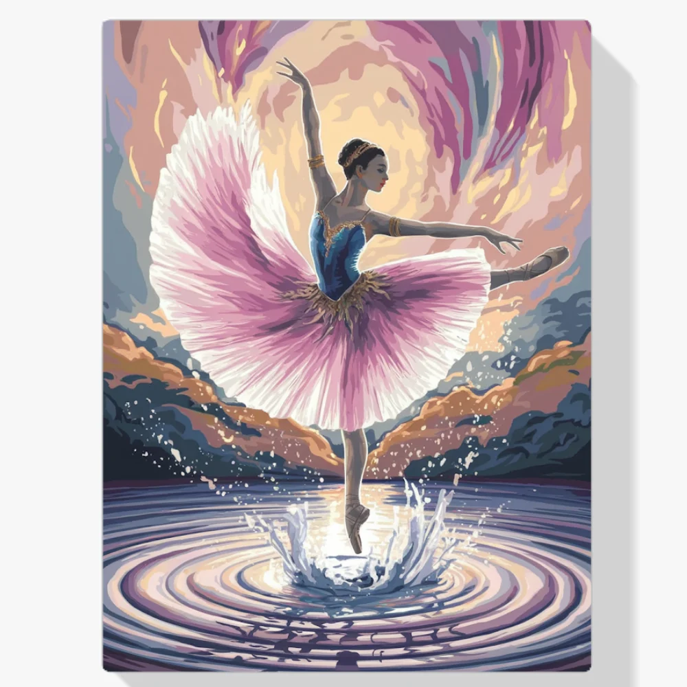 Pintar por Números - Bailarina bailando sobre el agua con salpicaduras V1