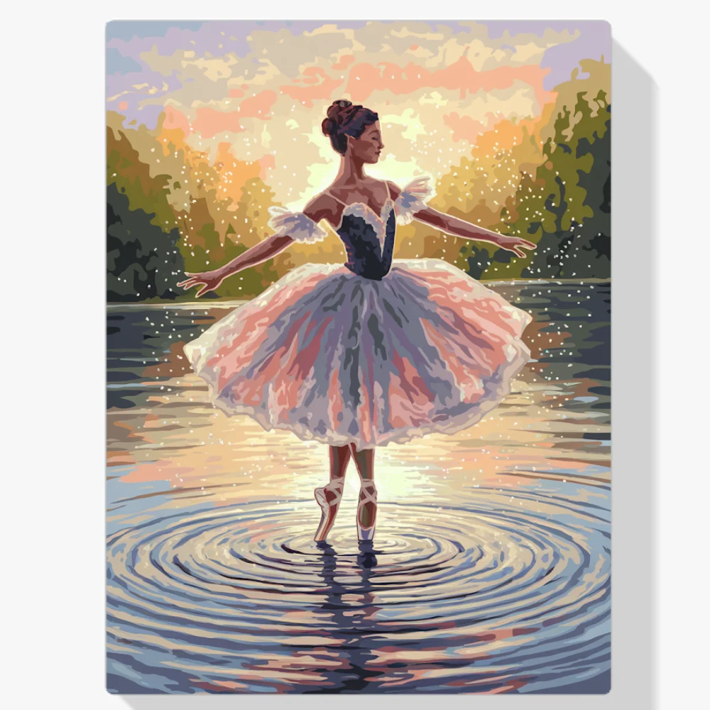 Pintar por Números - Bailarina bailando sobre el agua con salpicaduras V2