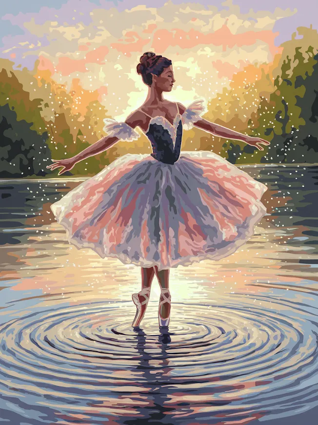 Pintar por Números - Bailarina bailando sobre el agua con salpicaduras V2, foto 2