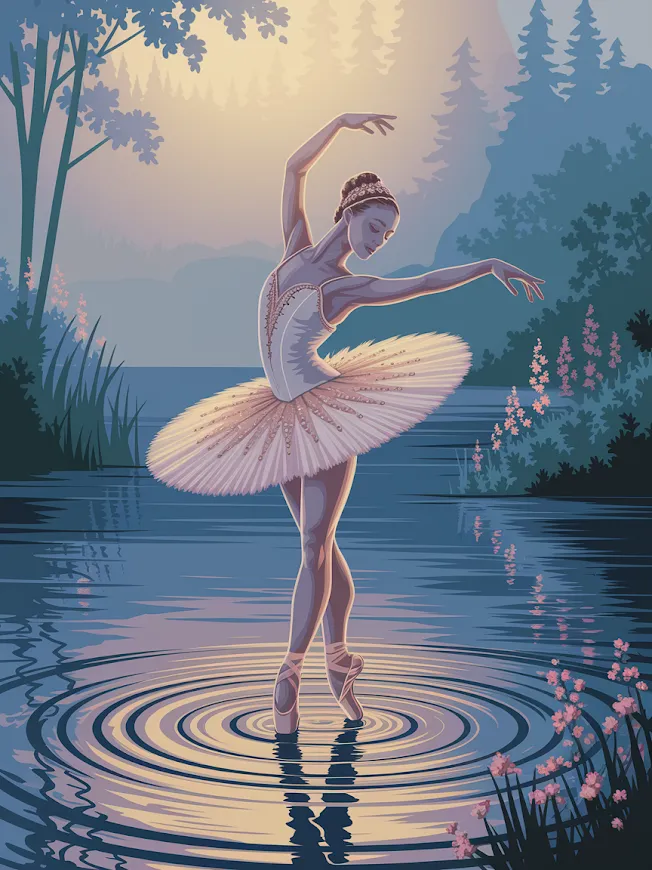 Pintar por Números - Bailarina bailando sobre el agua con salpicaduras V3, foto 2