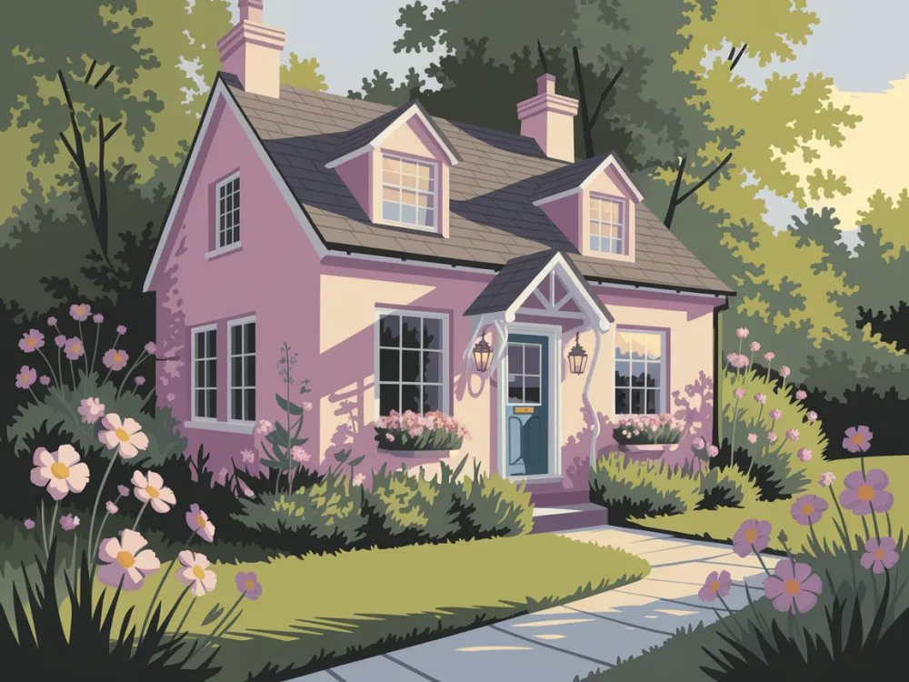 Pintar por Números - Bonita casita con jardín de flores, foto 2