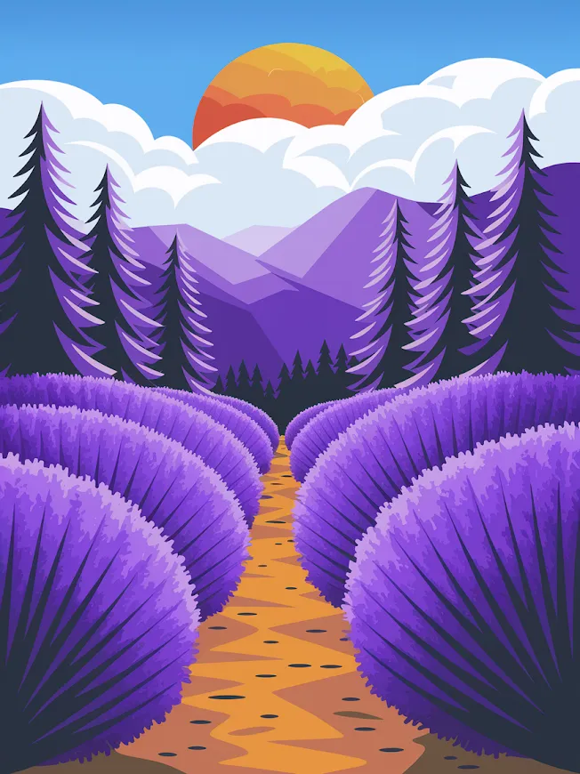 Pintar por Números - Bosque de lavanda con luciérnagas V1, foto 2