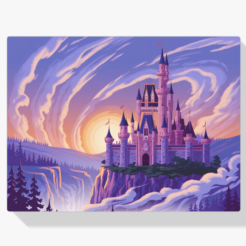 Pintar por Números - Castillo de fantasía en un acantilado rodeado de nubes V2