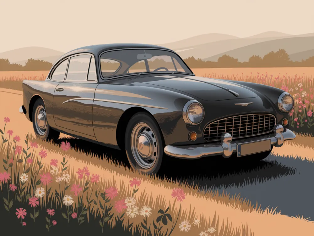 Pintar por Números - Coche de época en un campo de flores V2, foto 2