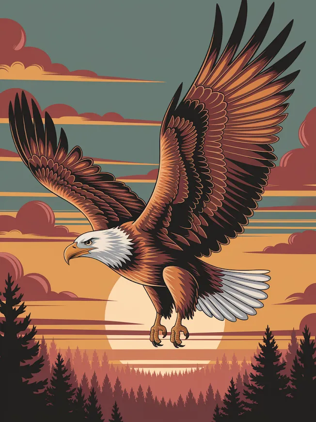 Pintar por Números - Majestuosa águila en vuelo con las alas desplegadas, foto 2