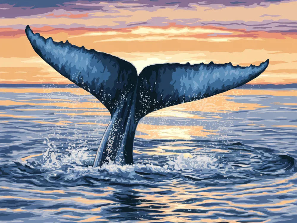 Pintar por Números - Majestuosa cola de ballena emergiendo del océano, foto 2