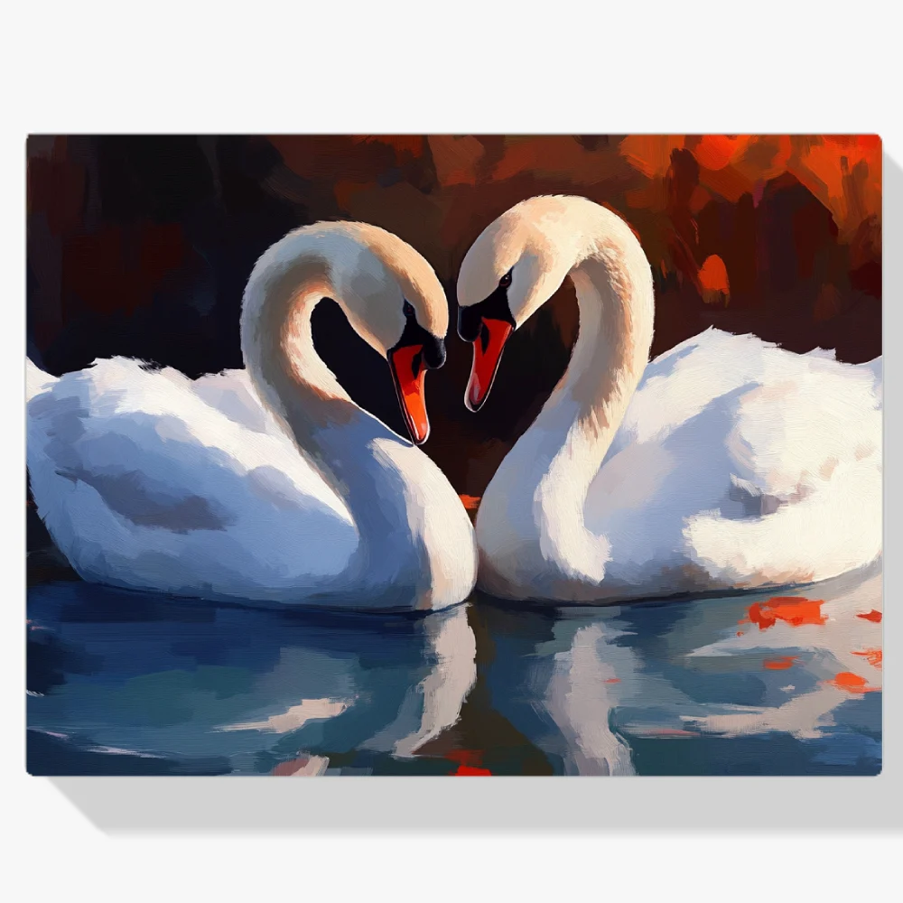 Pintar por Números - Pareja romántica de cisnes V1