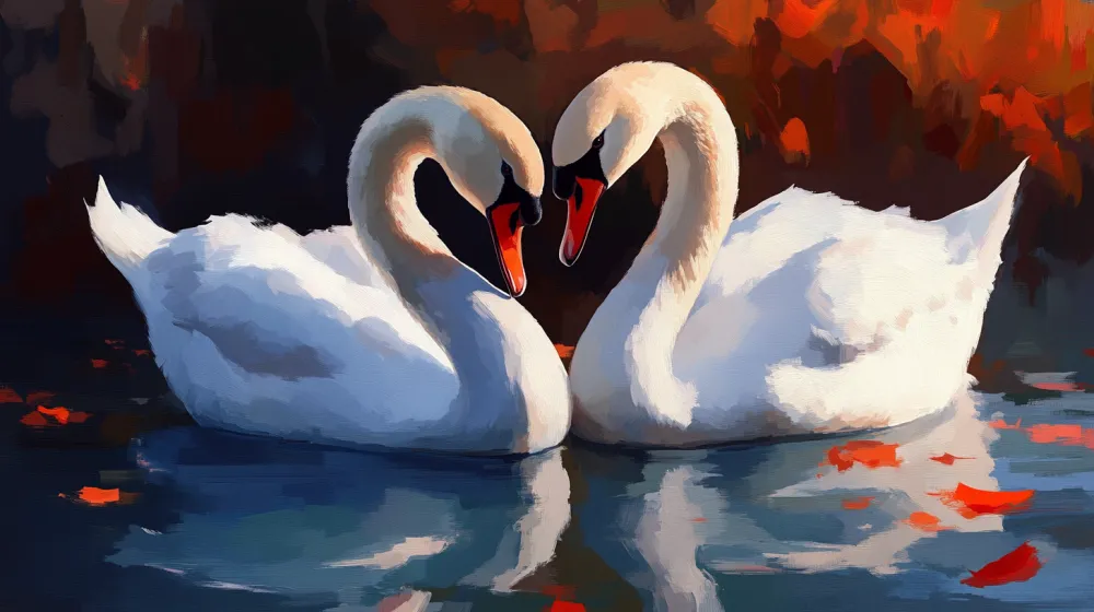 Pintar por Números - Pareja romántica de cisnes V1, foto 2