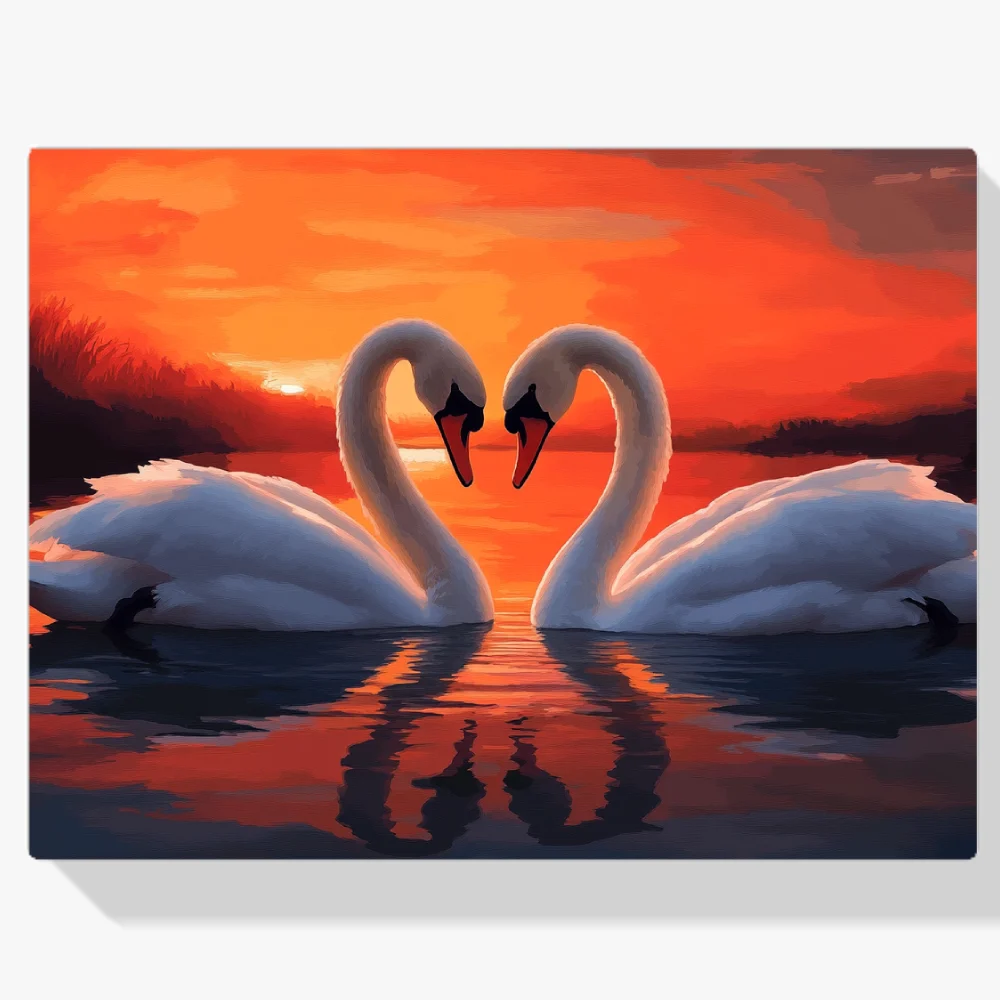 Pintar por Números - Pareja romántica de cisnes V2
