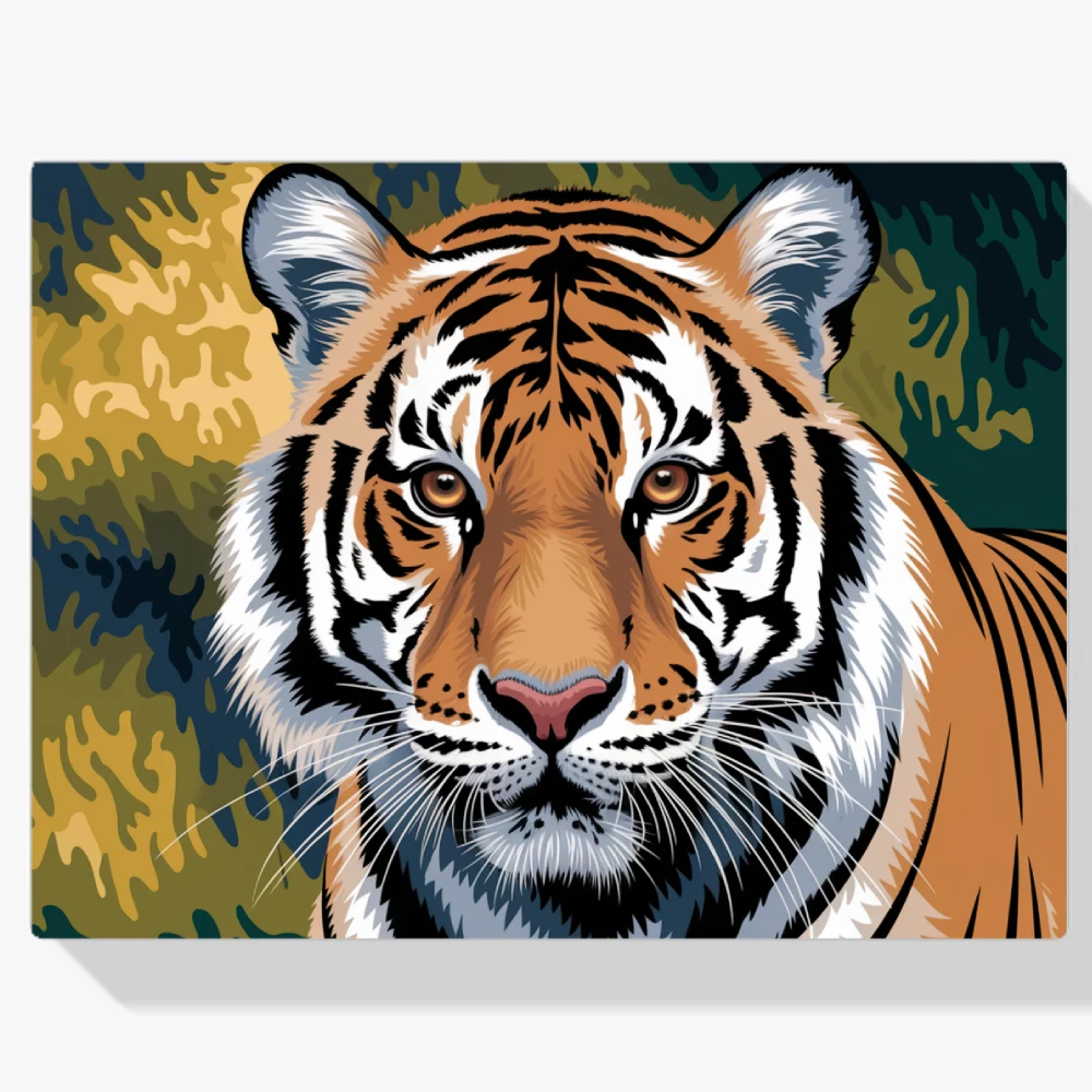 Pintar por Números - Primer plano de la cara de un tigre con ojos penetrantes