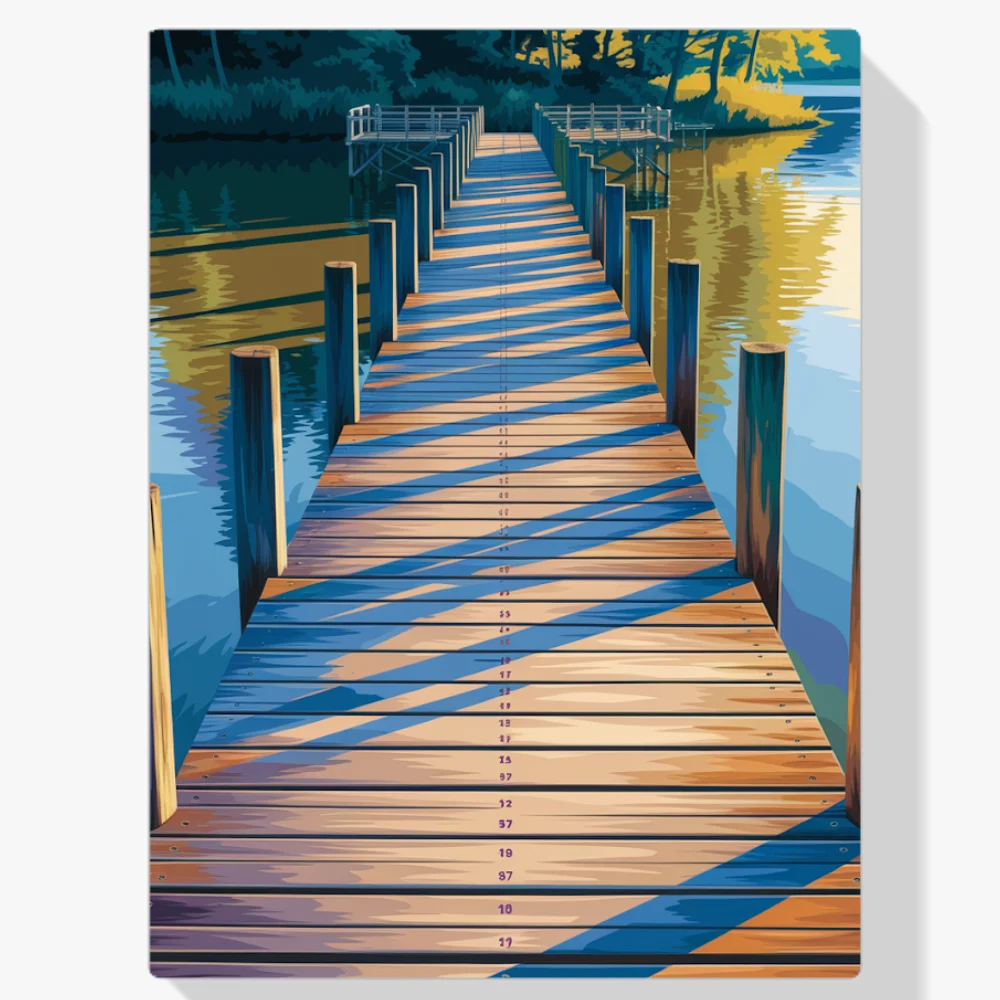 Pintar por Números - Viejo muelle de madera que se adentra en un lago tranquilo