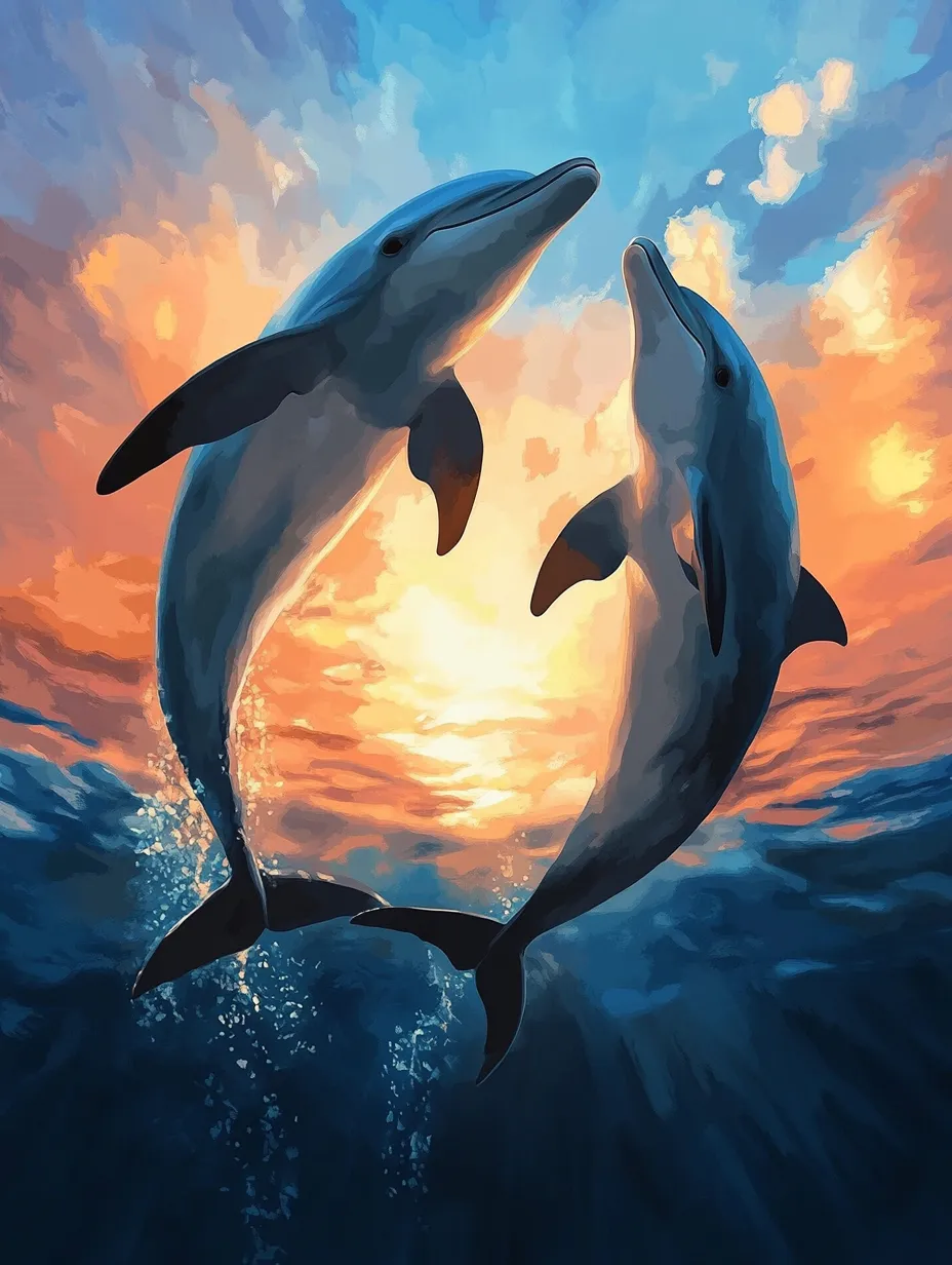 Pintar por Números - Juguetones delfines marinos, foto 2