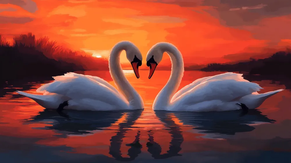 Pintar por Números - Pareja romántica de cisnes V2, foto 2
