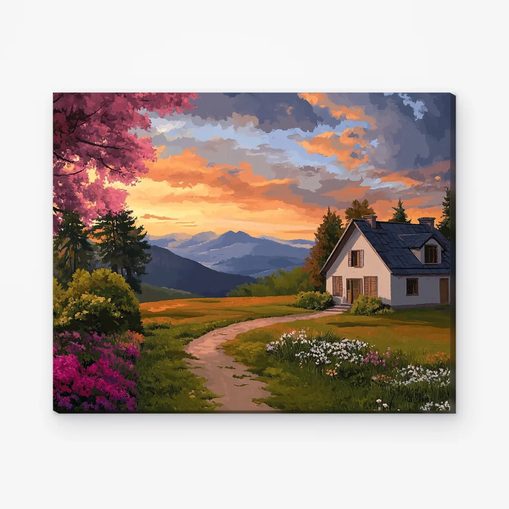 Pintar por Números - Acogedor paisaje de cabaña V2