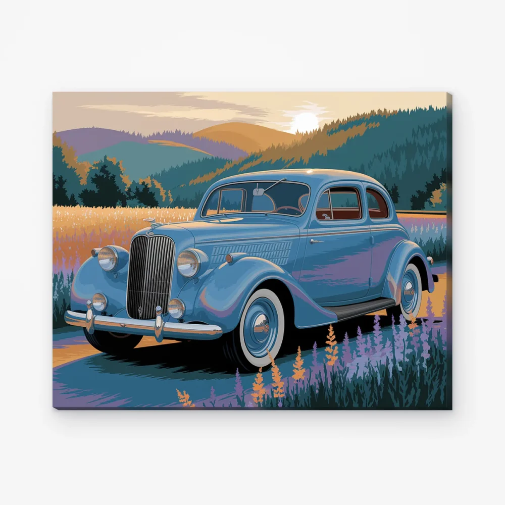 Pintar por Números - Coche de época en un campo de flores V1