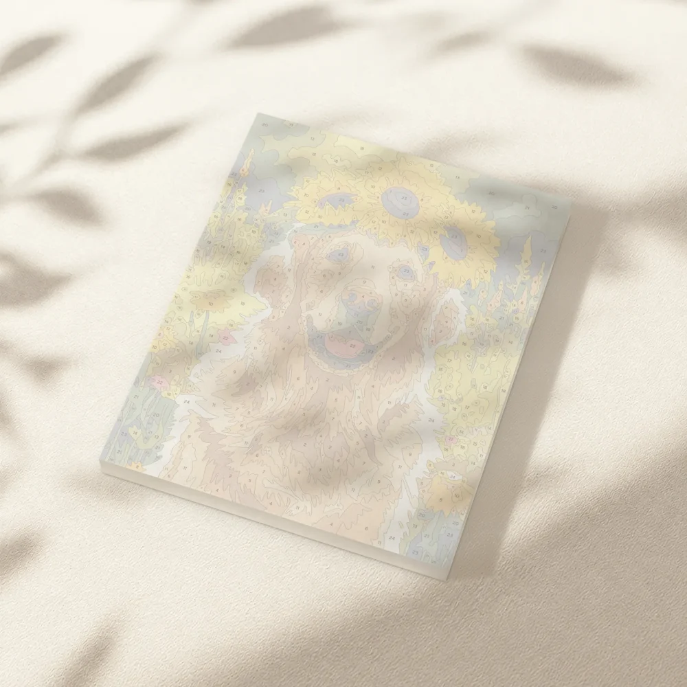 Pintar por Números - Golden retriever con corona de girasoles