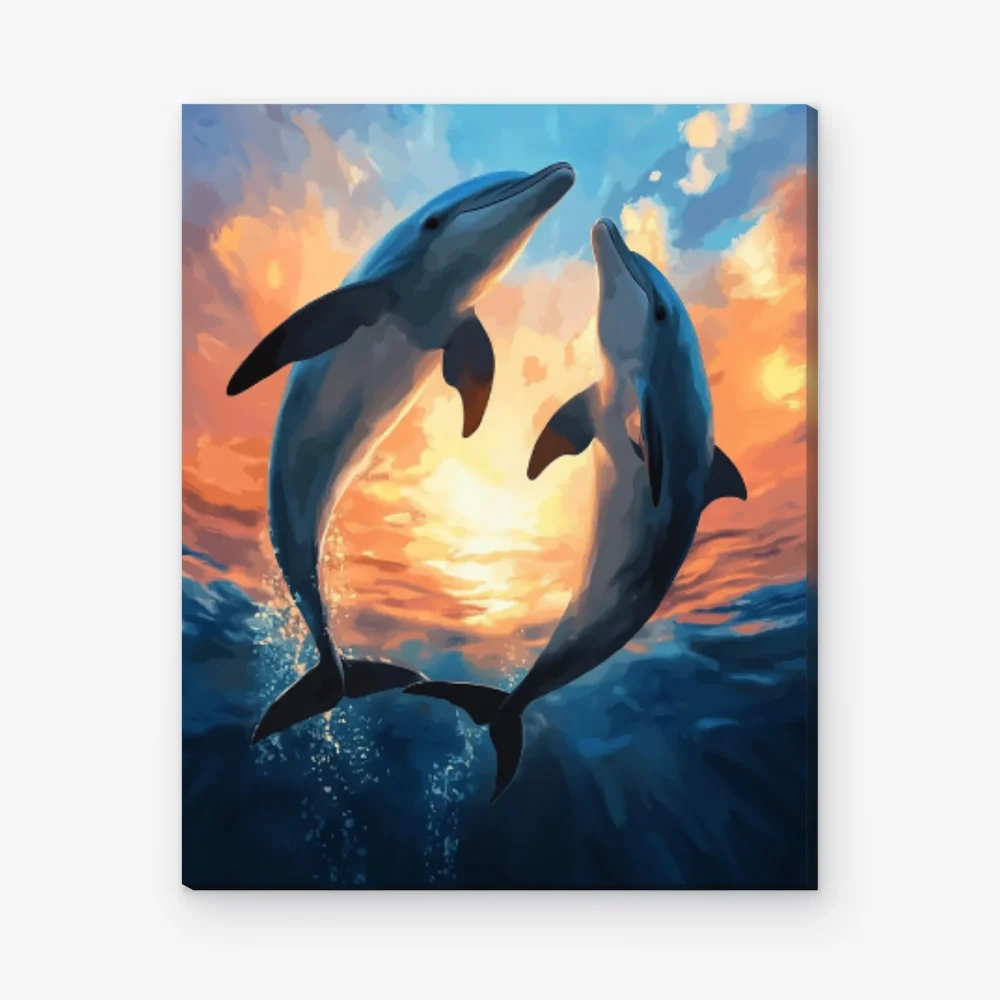 Pintar por Números - Juguetones delfines marinos