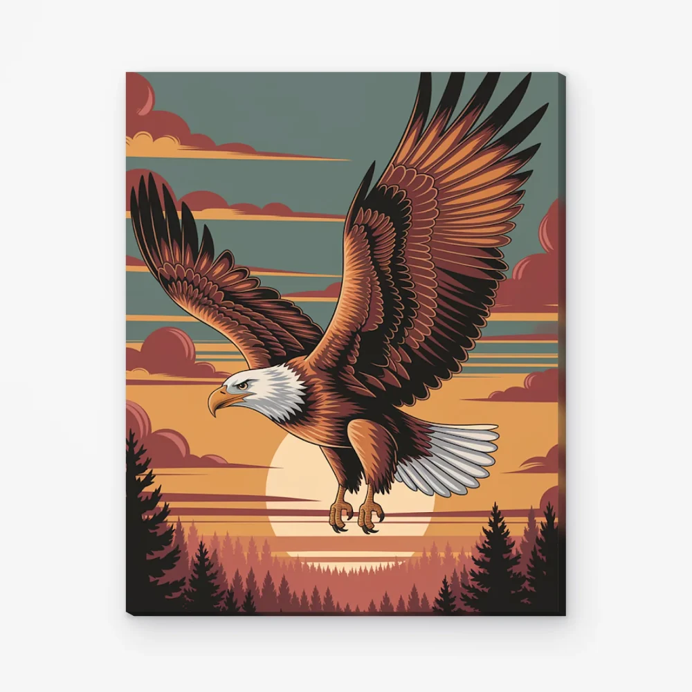 Pintar por Números - Majestuosa águila en vuelo con las alas desplegadas