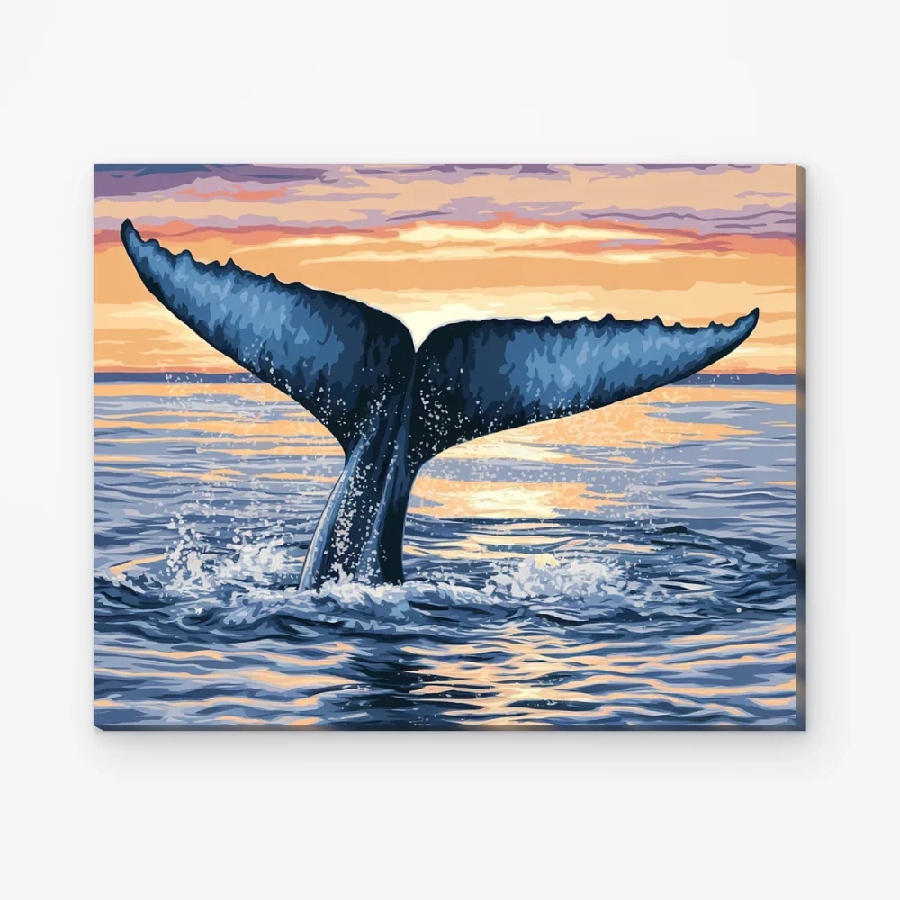 Pintar por Números - Majestuosa cola de ballena emergiendo del océano