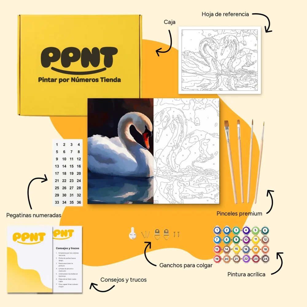 Pintar por Números - Pareja romántica de cisnes V1