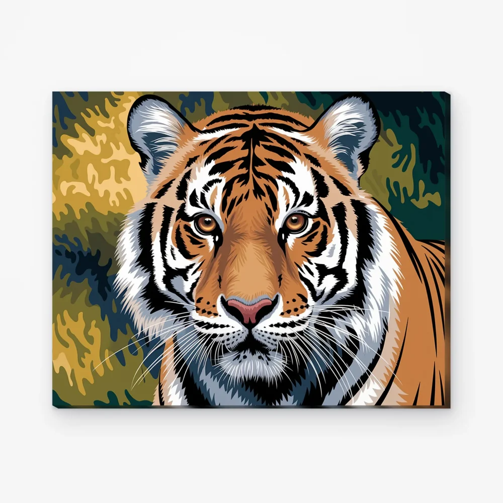 Pintar por Números - Primer plano de la cara de un tigre con ojos penetrantes