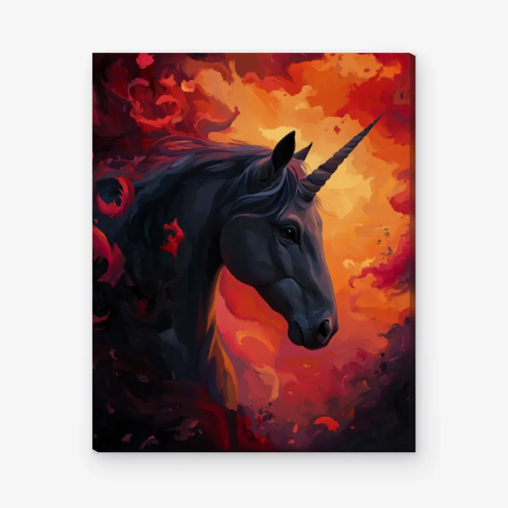 Pintar por Números - Unicornio negro místico