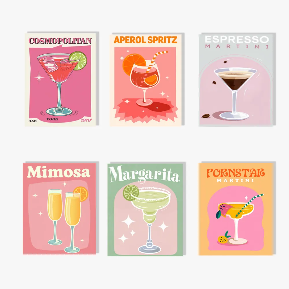 Pintar por números - 6 mini pinturas | Conjunto de cócteles, foto 1