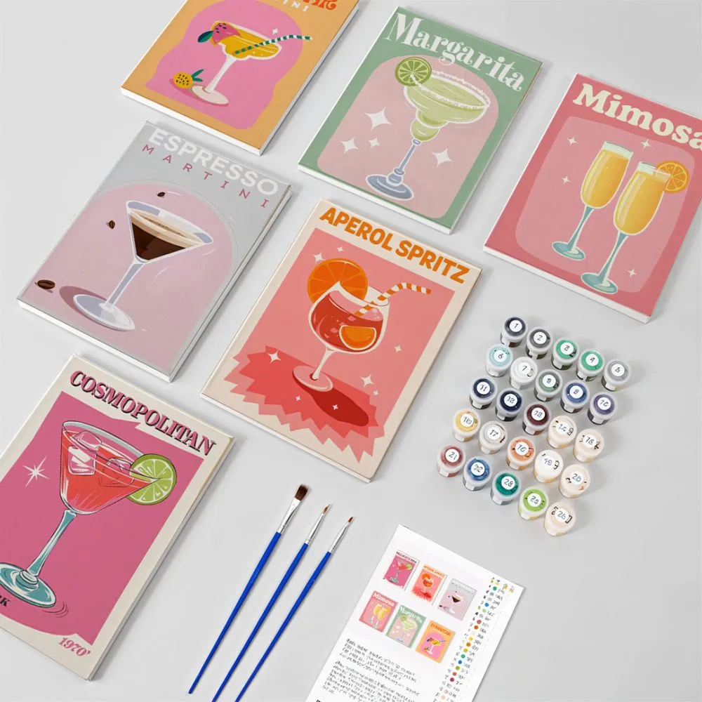 Pintar por números - 6 mini pinturas | Conjunto de cócteles, foto 10