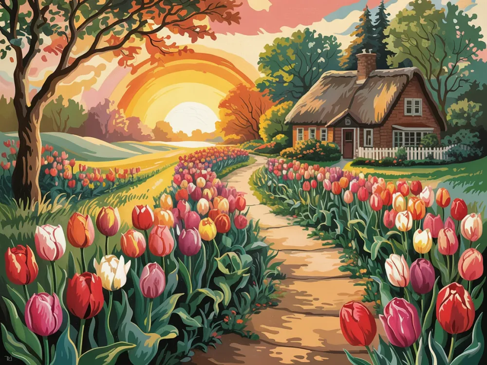 Pintar por Números - Puesta de sol sobre Tulip Lane, foto 2