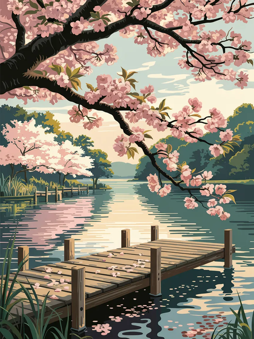 Pintar por Números - Chirridos y flores de cerezo, foto 2