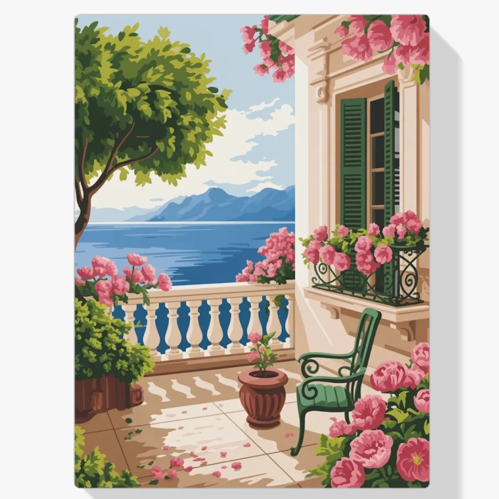 Pintar por Números - Balcón floreciente