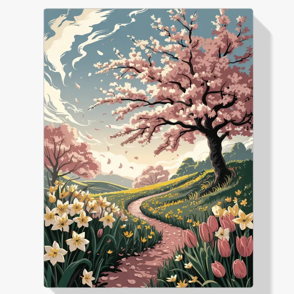 Pintar por Números - Camino de los cerezos en flor