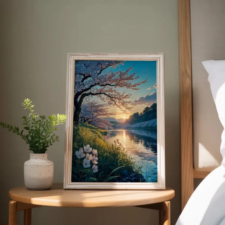 Pintar por Números - Cerezos en flor al atardecer, foto 3