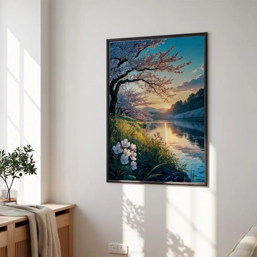 Pintar por Números - Cerezos en flor al atardecer, foto 5