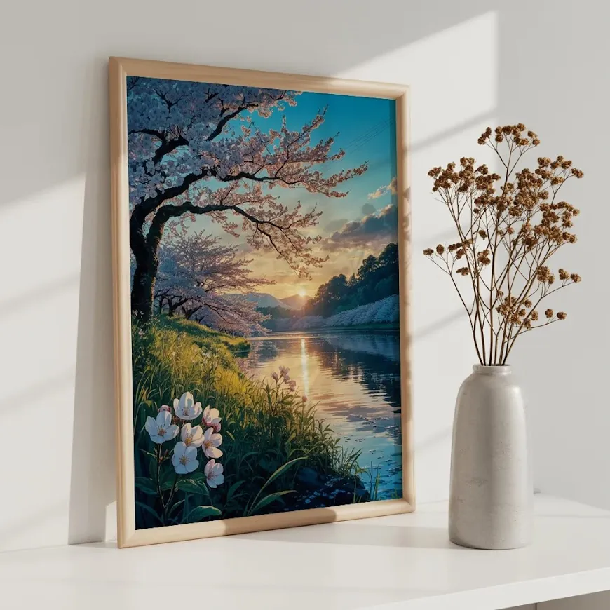 Pintar por Números - Cerezos en flor al atardecer, foto 6