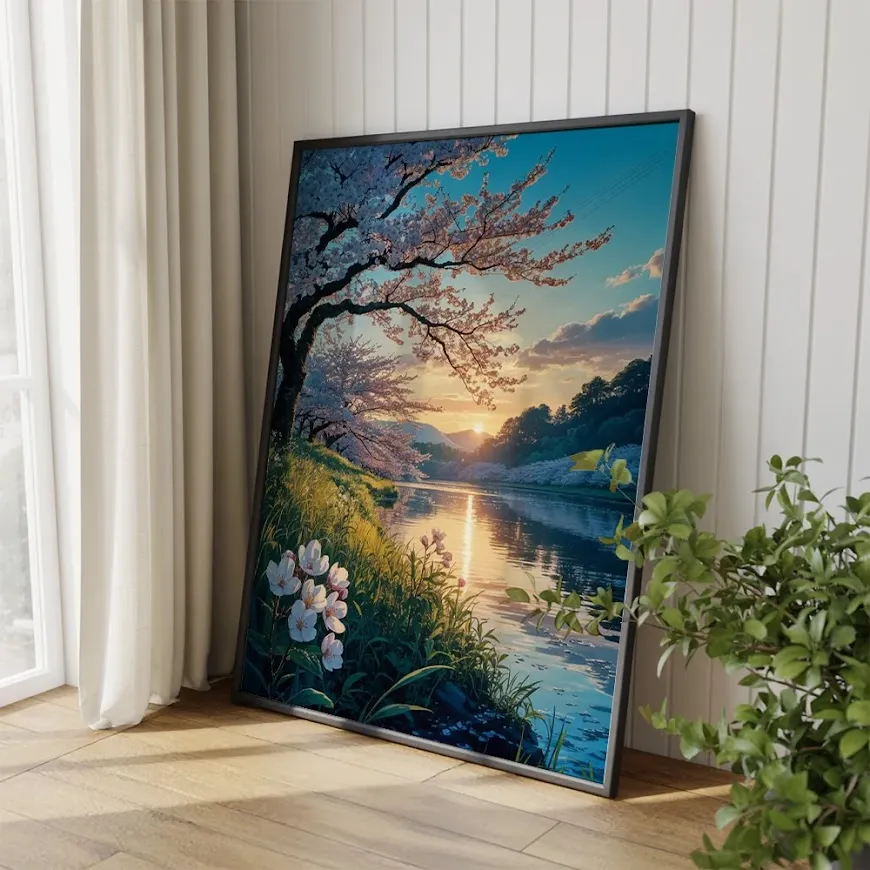 Pintar por Números - Cerezos en flor al atardecer, foto 7