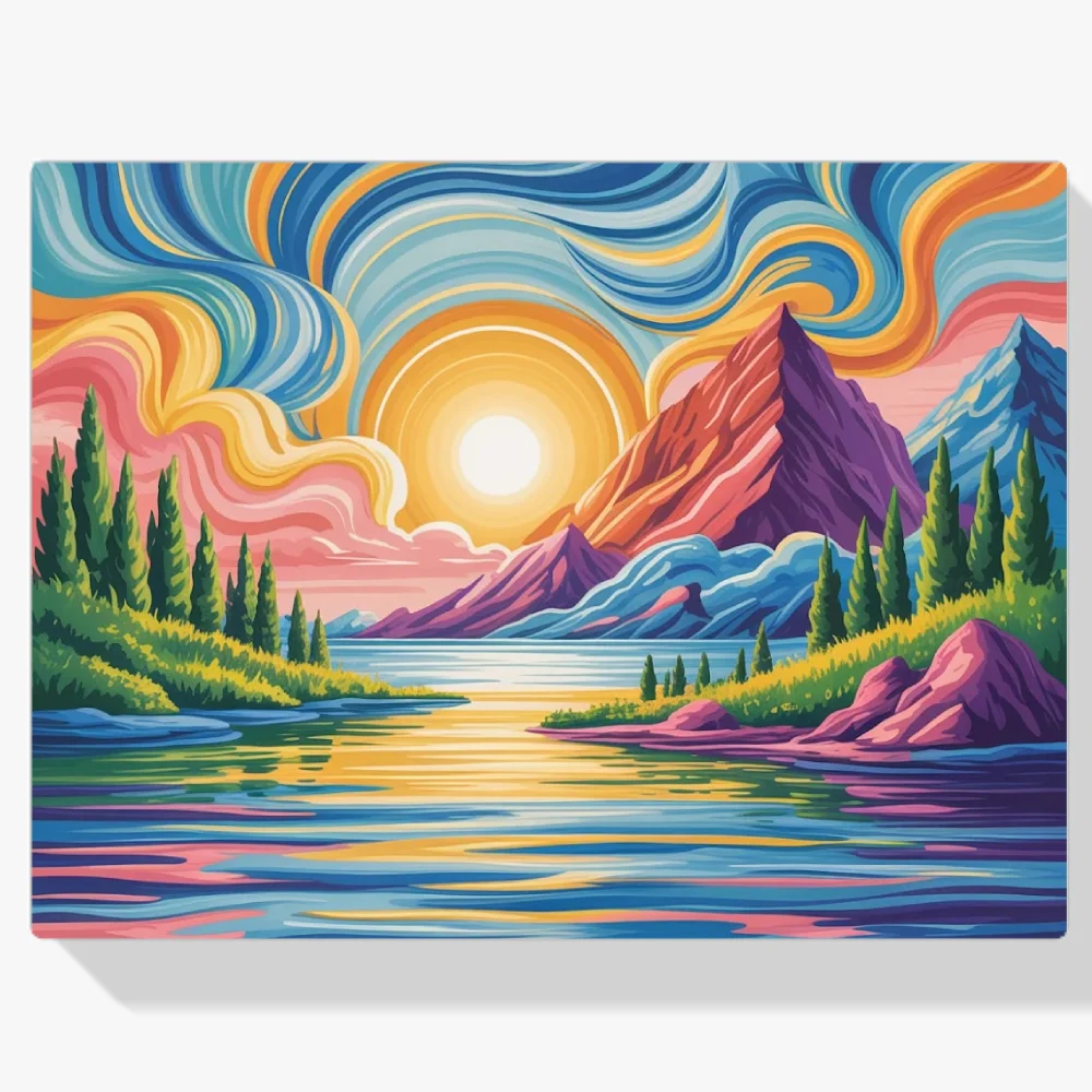 Pintar por Números - Cielo pintado, lago reflectante