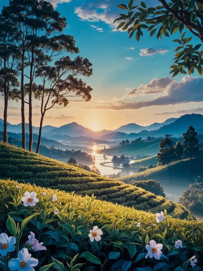 Pintar por Números - Crepúsculo sobre las Colinas del Té, foto 2