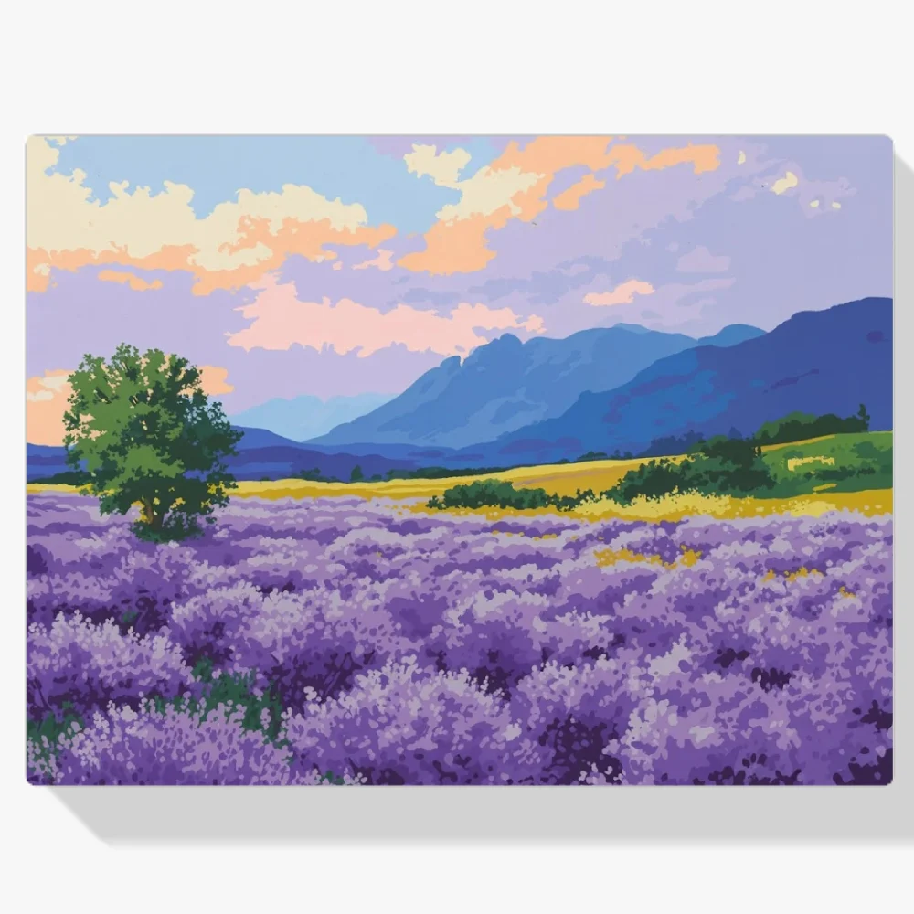 Pintar por Números - Majestad de la montaña, tonos lavanda