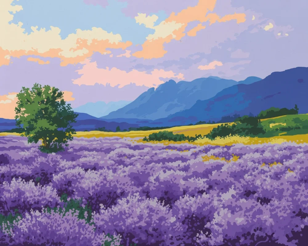 Pintar por Números - Majestad de la montaña, tonos lavanda, foto 2