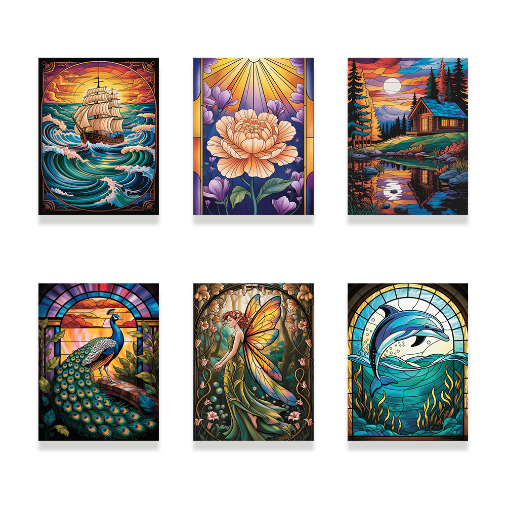 Pintar por números - 6 mini pinturas | Conjunto de Luz pintada