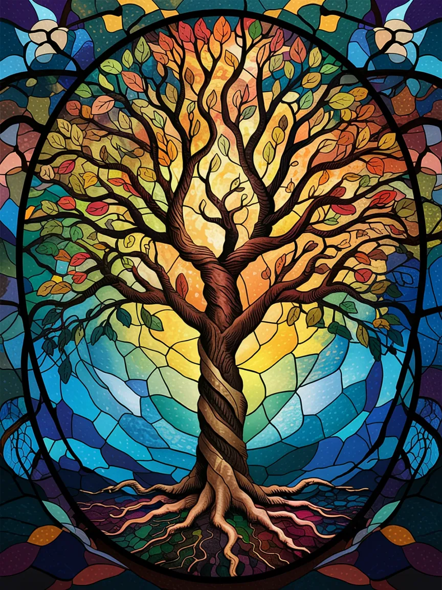 Pintar por Números - Árbol de la vida en vitral, foto 2