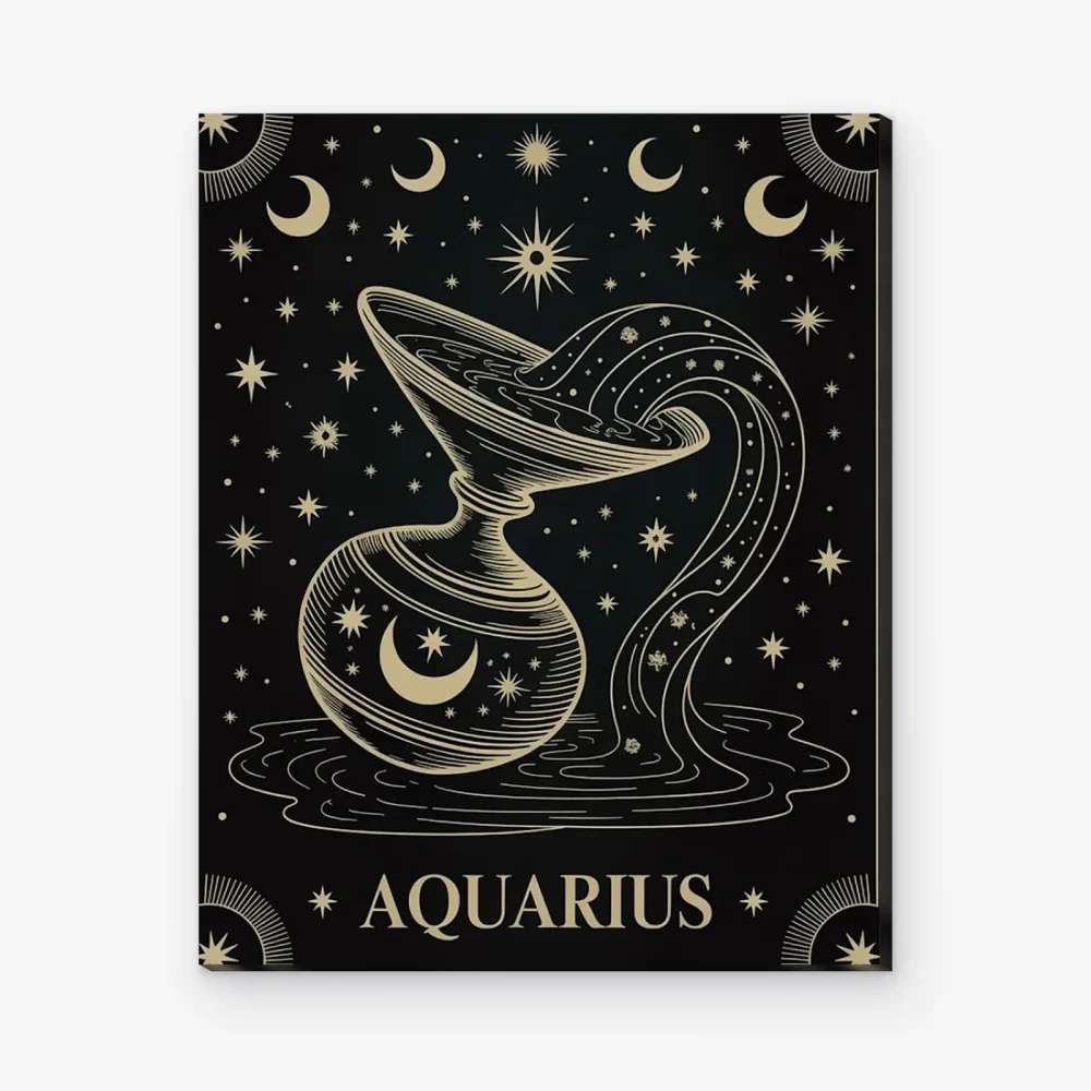 Pintar por Números - Constelación - Acuario negro y dorado